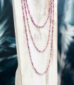 Sautoir en perles de cristal teinté - Longueur 2m50 - Rose