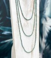 Sautoir en perles de cristal teinté - Longueur 2m50 - Bleu/vert