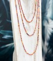 Sautoir en perles de cristal teinté - Longueur 2m50 - Multicolor rouge/orange/violet