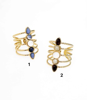 Bague longue pierres naturelles - Acier inoxydable - Actuel Diffusion - grossiste et créateur de bijoux - lyon