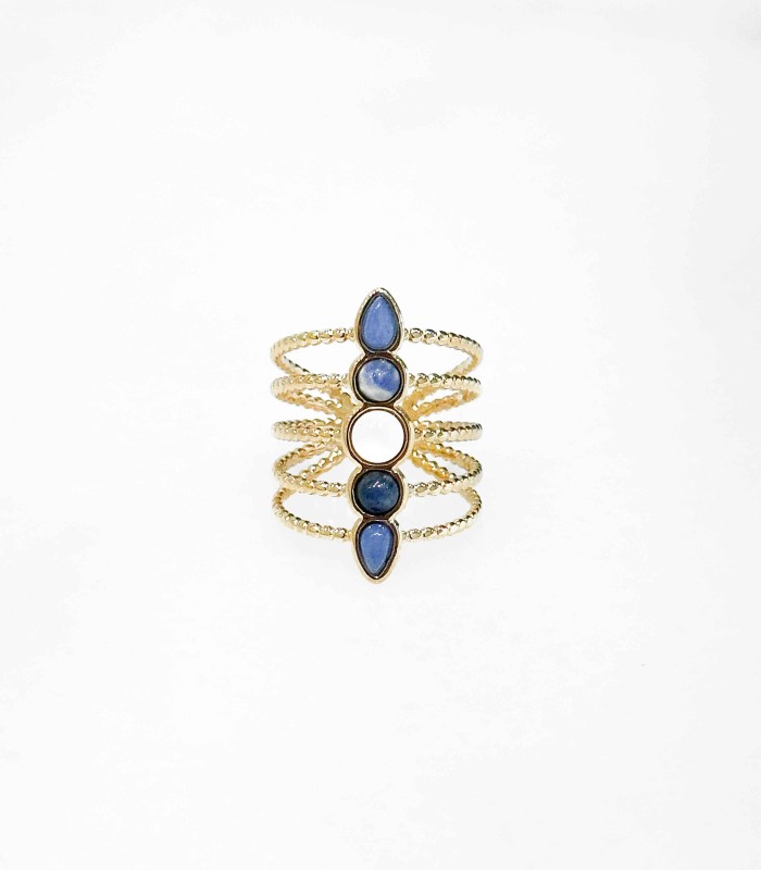 Bague longue pierres naturelles - Acier inoxydable - Actuel Diffusion - grossiste et créateur de bijoux - lyon