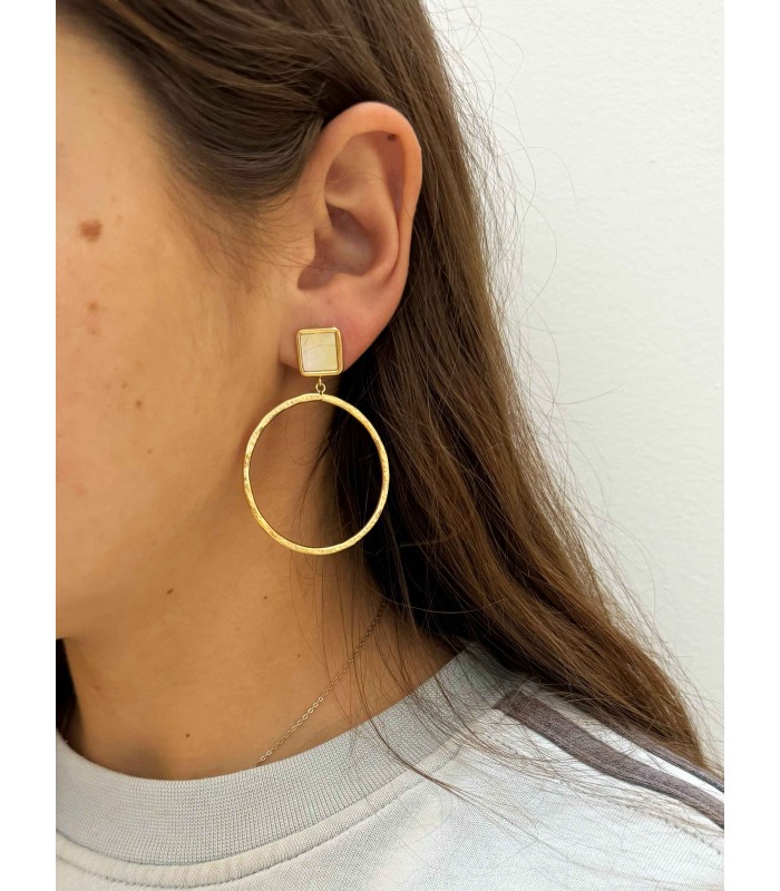 Boucles D'oreilles rondes - Acier inoxydable - Acier classique ou doré à l'or fin - Actuel Diffusion