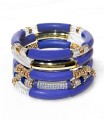 Lot Bracelet Tube Résine sur Élastique - Bleu denim