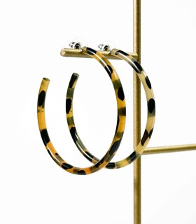 Créoles en corne véritable - Léopard - Actuel Diffusion - Grossiste et créateur de bijoux