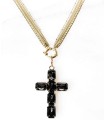 Collier court multi-rangs 4 chaînes pour pendentif croix (non fournie avec le collier)