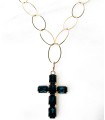 Collier sautoir ovales pour pendentif croix (non fournie avec le collier)