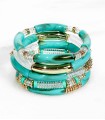 Lot de Bracelets Tube Résine sur Élastique - Turquoise
