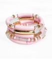 Lot de Bracelets Tube Résine sur Élastique - Rose clair
