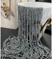 Sautoir en perles de cristal teinté - Longueur 2m50 - Argenté