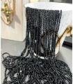 Sautoir en perles de cristal teinté - Longueur 2m50 - Noir