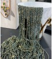 Sautoir en perles de cristal teinté - Longueur 2m50 - Vert jaune