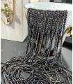 Sautoir en perles de cristal teinté - Longueur 2m50 - Gris et violet