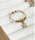 bague fine en acier inoxydable - billes et étoile - breloque - ajustable