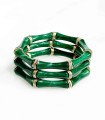 Bracelet Acrylique Façon Bambou sur élastique - Vert foncé