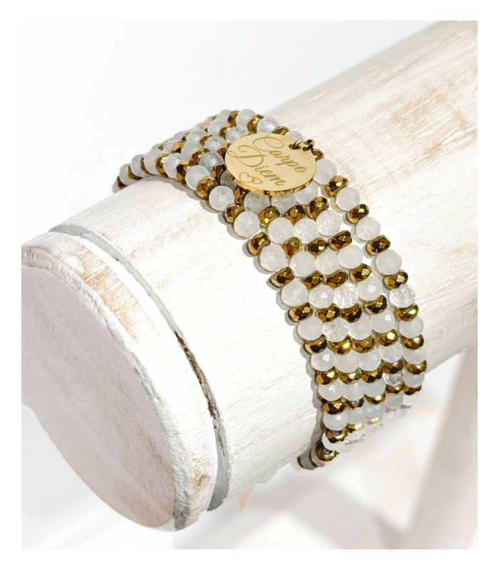 Bracelet 5 tours à graver en pierres naturelles - Acier inoxydable