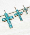 Croix en cristal - Pendentif - Turquoise