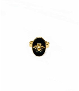 bague - femme - acier inoxydable - acier chirurgical - doré - or - noir - abeille - grossiste - actuel diffusion