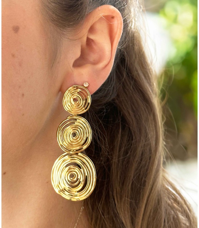 Boucles d'oreilles longues spirales - Acier inoxydable - Actuel Diffusion - Grossiste et créateur de bijoux fantaisie