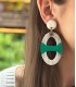 Boucles d'oreilles ovales en corne véritable - Vert