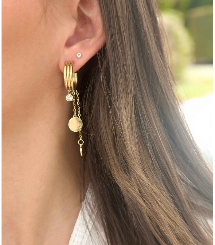 Boucles d'oreilles créoles et pampilles - Acier inoxydable