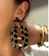 Boucles d'oreilles en corne véritable - léopard - Actuel Diffusion - Grossiste et créateur de bijoux