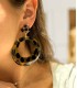 Boucles d'oreilles en corne véritable - léopard - Actuel Diffusion - Grossiste et créateur de bijoux