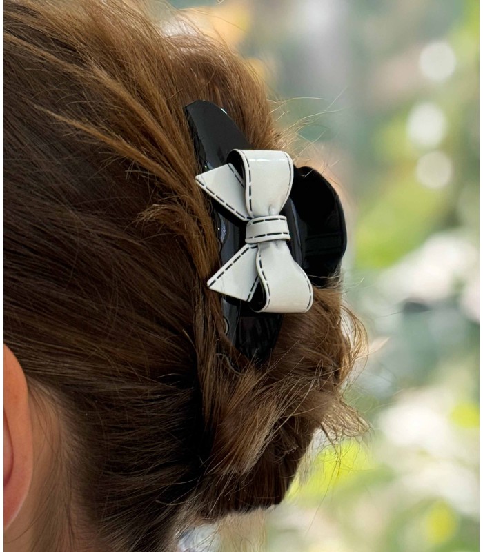 Pince à cheveux - noeud papillon - noir et blanc - actuel diffusion - grossiste - coiffure