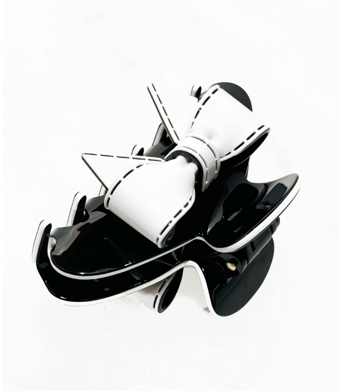 Pince à cheveux - noeud papillon - noir et blanc - actuel diffusion - grossiste - coiffure