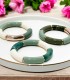 Bracelet tube acrylique sur élastique - Vert et crème