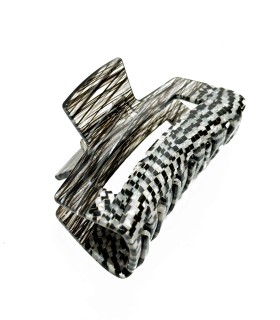 pince à cheveux - quadrillée et zébrée - noir blanc argenté doré - rectangle - actuel diffusion - grossiste - coiffure