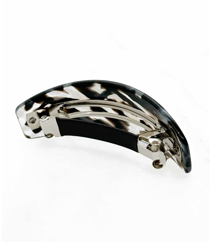 Barrette - pince à cheveux plate - brillante - blanc - noir - grossiste - actuel diffusion - coiffure - coiffeuse