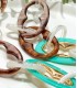 Collier - sautoir - acrylique - turquoise - brillant - marron - actuel diffusion - grossiste