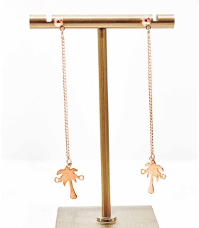 Boucles d'oreilles - pendante - longue - palmier - promo - grossiste - petit prix - acier rosé