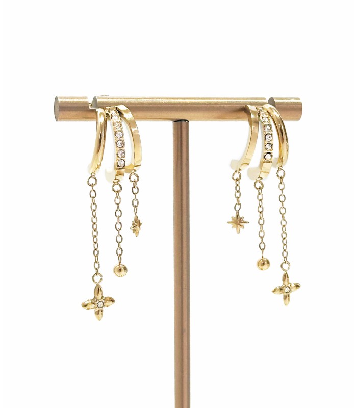 Boucles d'oreilles créoles pampilles - Acier inoxydable 316L - Actuel Diffusion - Grossiste et créateur de bijoux