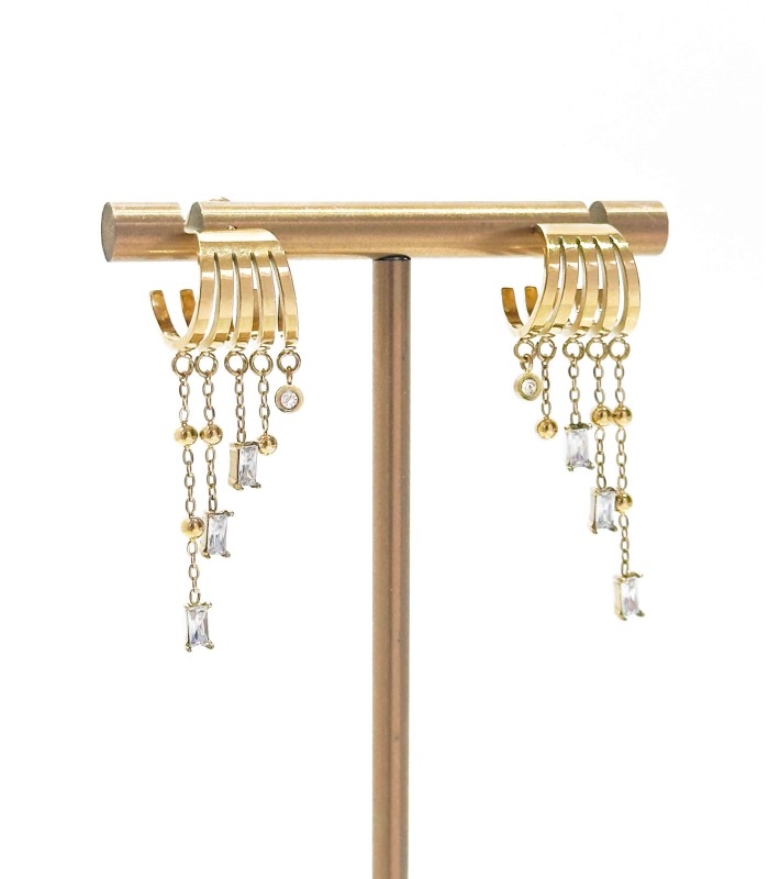 Boucles d'oreilles créoles pampilles - Acier inoxydable 316L