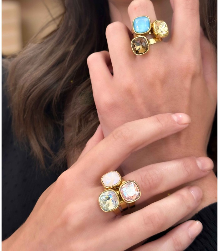 Bague cristal en verre teinté