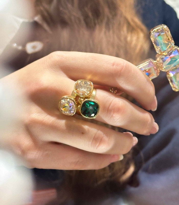 Bague cristal en verre teinté