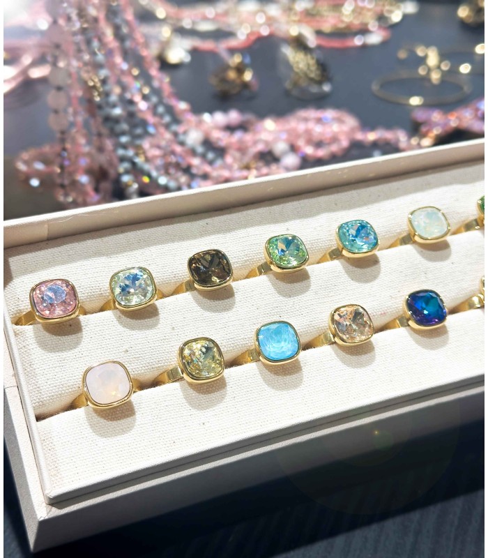 Bague cristal en verre teinté