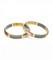 Bracelet Vert de gris feuilles d'or en corne véritable - 1,2 cm