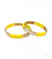 Bracelet Jaune feuilles d'or en corne véritable - 1,2 cm