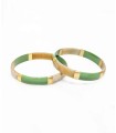 Bracelet Vert feuilles d'or en corne véritable - 1,2 cm