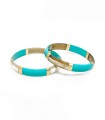 Bracelet Turquoise feuilles d'or en corne véritable - 1,2 cm