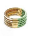 Bracelet coloré Vert et feuilles d'or - Corne véritable