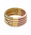 Bracelet coloré Rose poudré et feuilles d'or - Corne véritable
