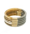 Bracelet coloré Vert de Gris et feuilles d'or - Corne véritable