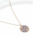 Collier pendentif rond à motif bleu - Laiton