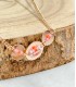 Collier - laiton rosé - perles - rose - orange - petit prix - promo - pendentif - grossiste bijoux - Lyon