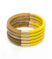 Bracelet coloré Jaune et feuilles d'or - Corne véritable
