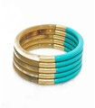 Bracelet coloré Turquoise et feuilles d'or - Corne véritable