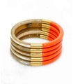 Bracelet coloré Orange et feuilles d'or - Corne véritable